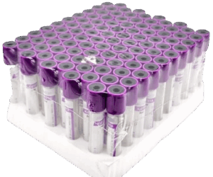Medical EDTA purple top vacutainers.