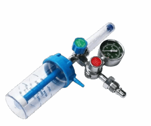 Medical oxygen gas regulator and flow meter.